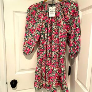 floral mini dress with balloon sleeves